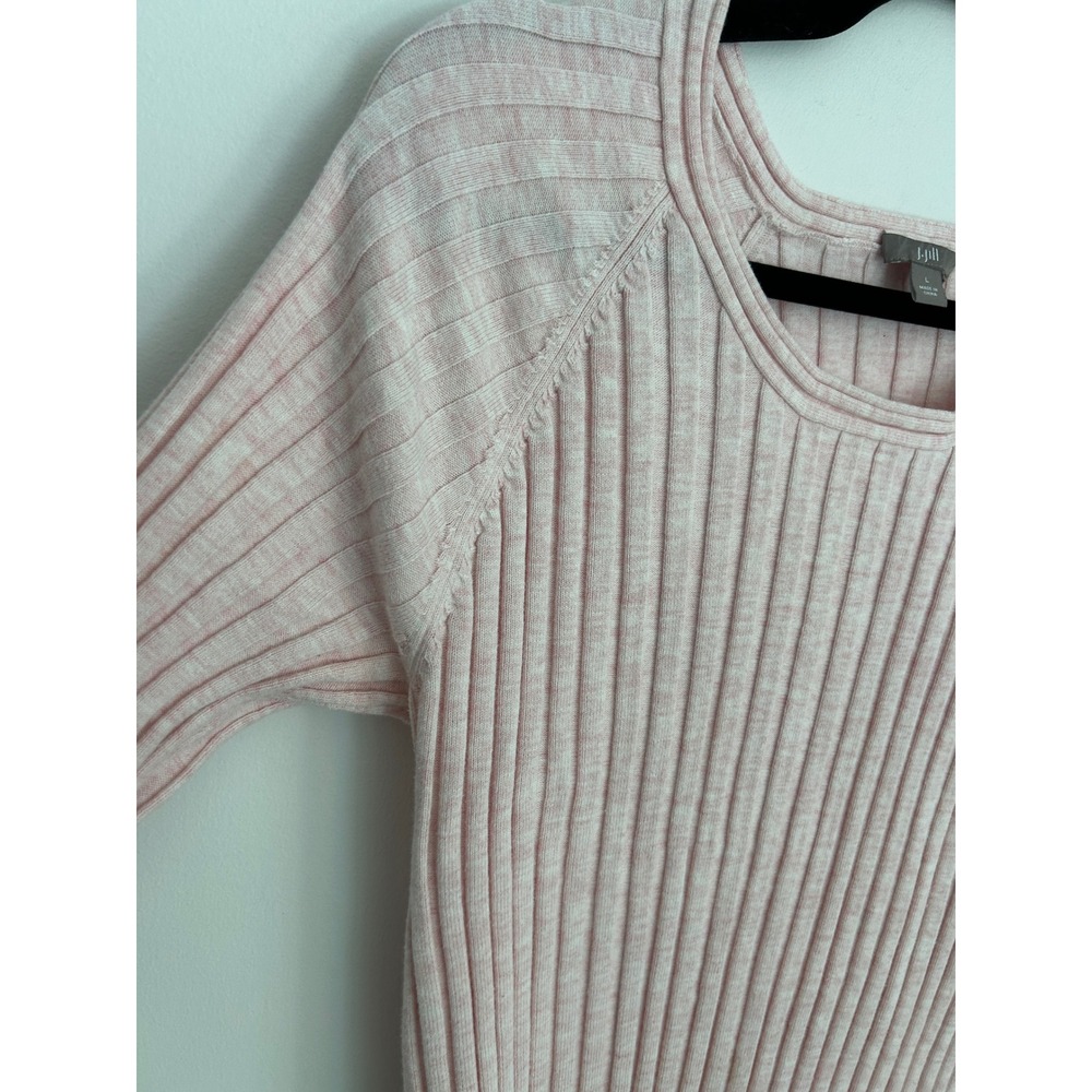 J. Jill Pink Marled Ribbed Knit Scoop Neck Raglan 3/4 Sleeve comfy Sweater Large - Picture 3 of 11